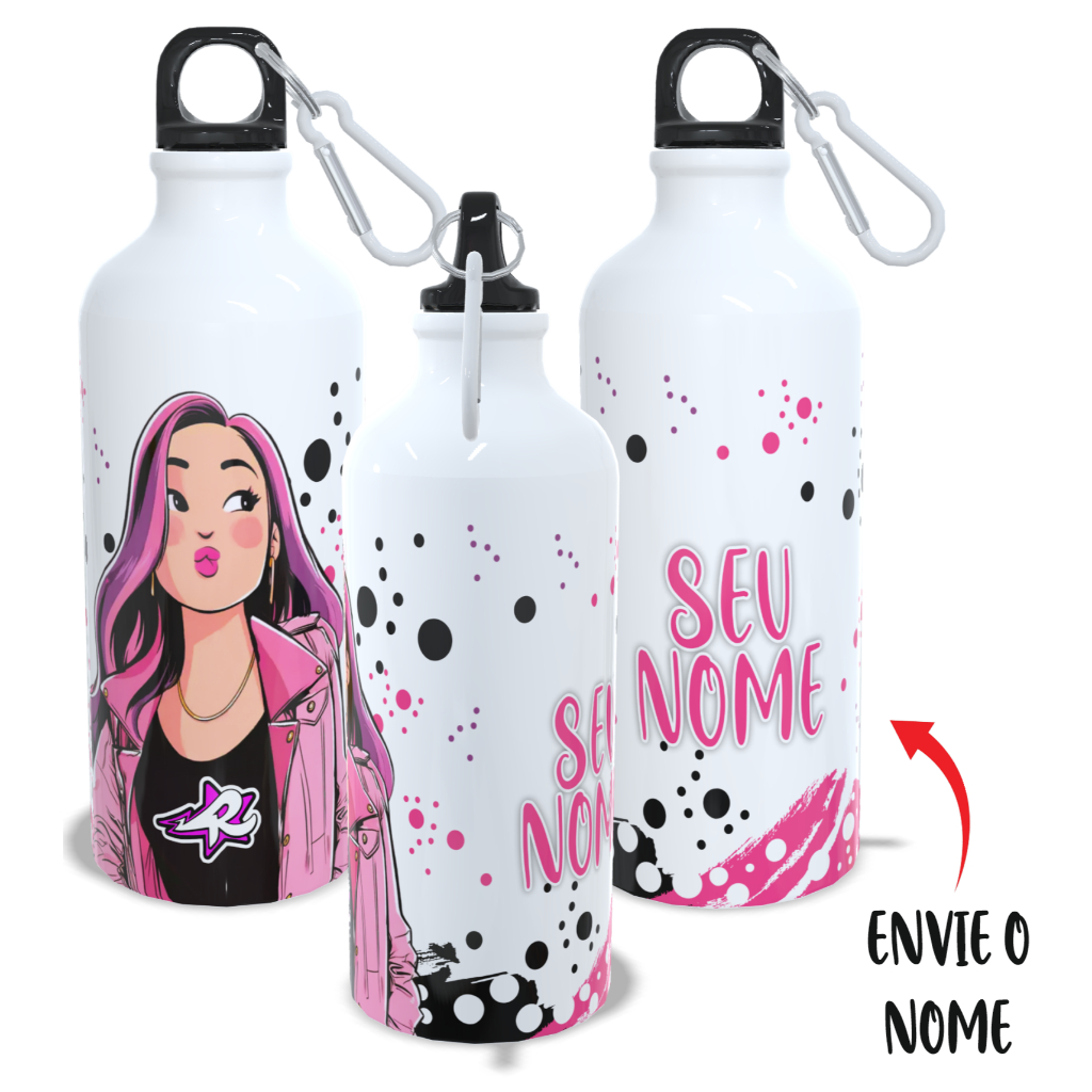 Garrafa Squeeze Infantil Personalizada Com Nome da Emilly Vick 500ml Aluminio