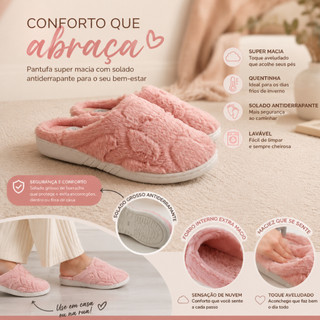 Pantufa Premium Feminina Peluciada Forrada Lã Chinelo Pantufa Casual Uso Diário Confortável Moda Inverno Tendência