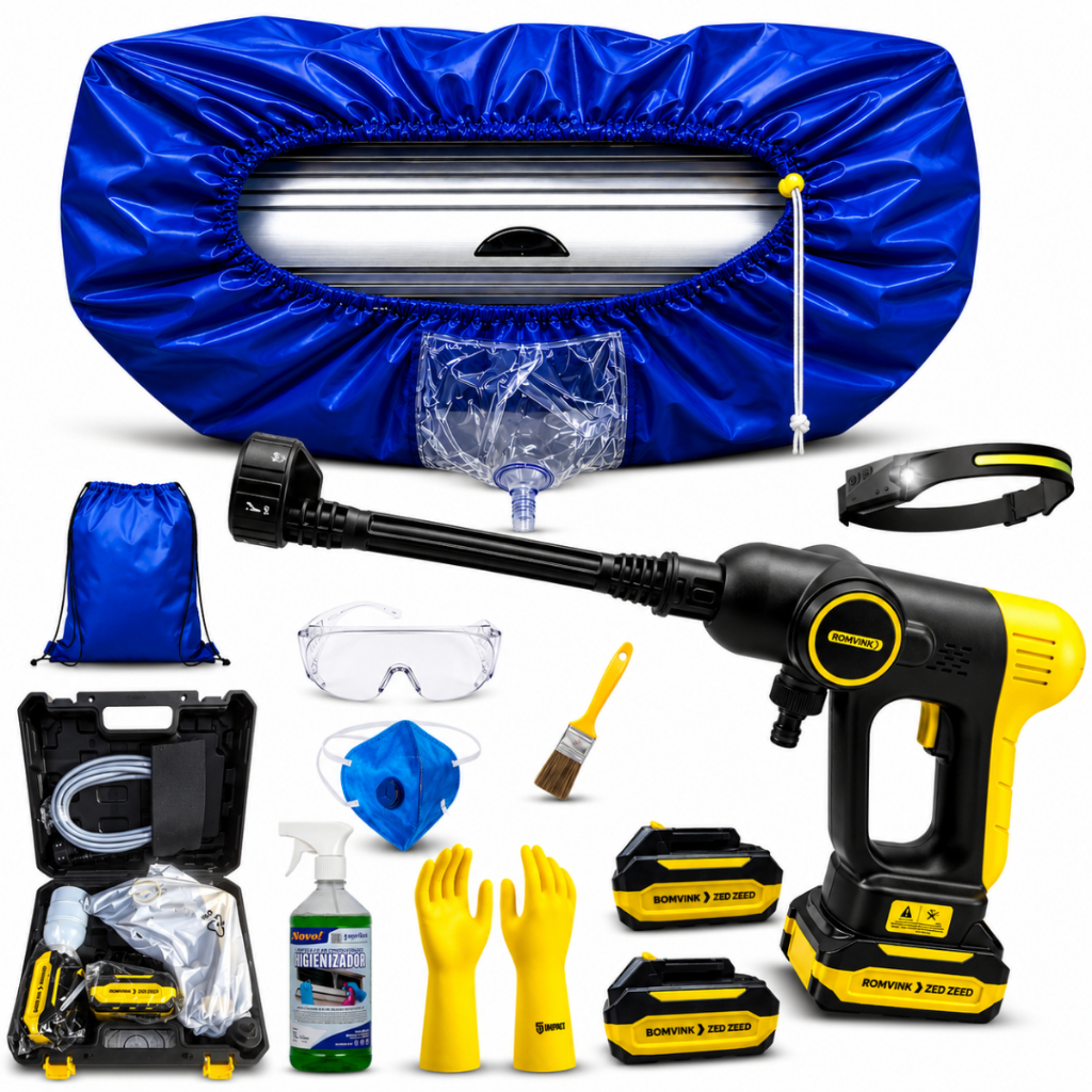 Kit Para Limpeza de Ar Condicionado Split + Lavadora Premium 21V + Bolsa Coletora de 18K á  30K