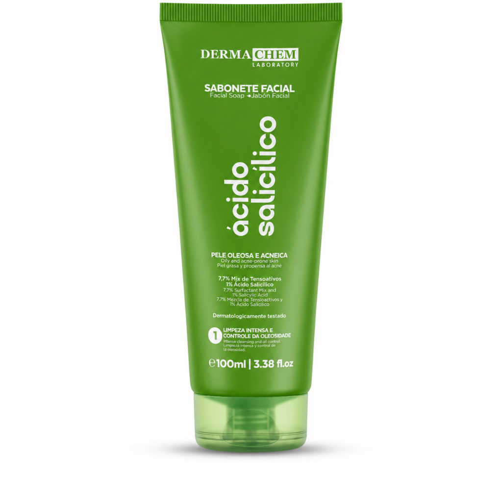 Sabonete Facial Ácido Salicílico Antiacne Controle Oleosidade Cravos e Espinhas Dermachem 100ml
