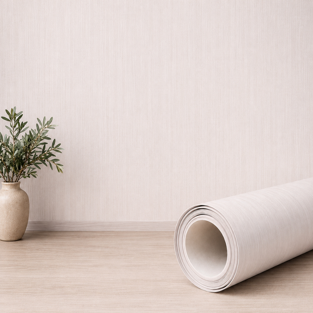 Papel de Parede Linho Rosé 45cm x 10m Autoadesivo Lavável Textura Linho Sala Quarto Decorativo