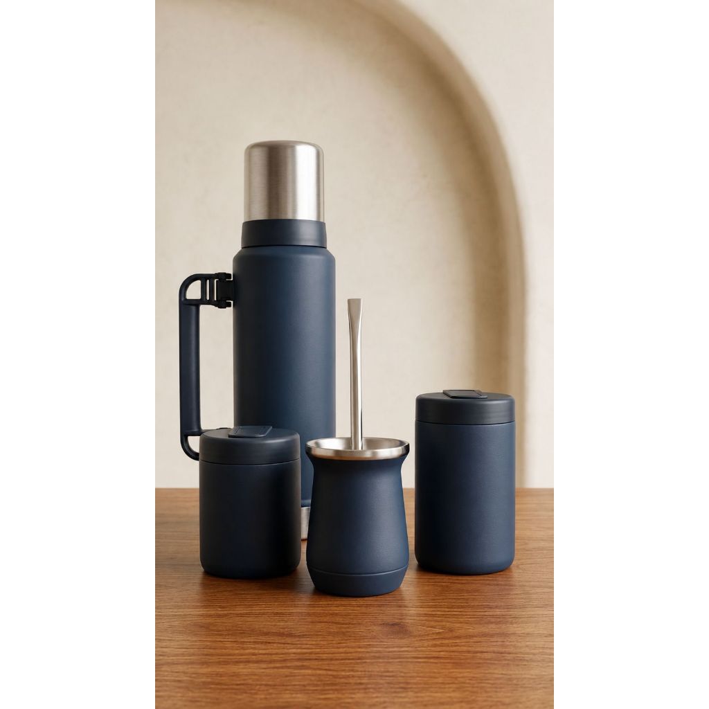 Kit Garrafa Térmica 1,0 LT e 1,3 LT + Dois Portas Ervas e Copo - Ideal Para Chimarrão/Tereré — imagem 2 de 2