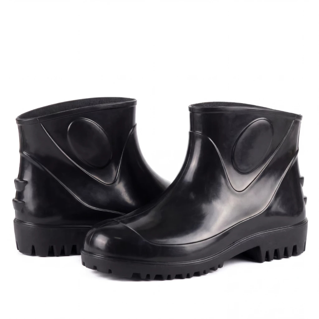 Bota Galocha PVC Impermeável Cano Curto Preta Antiderrapante EPI Chuva Limpeza Trabalho Motoboy