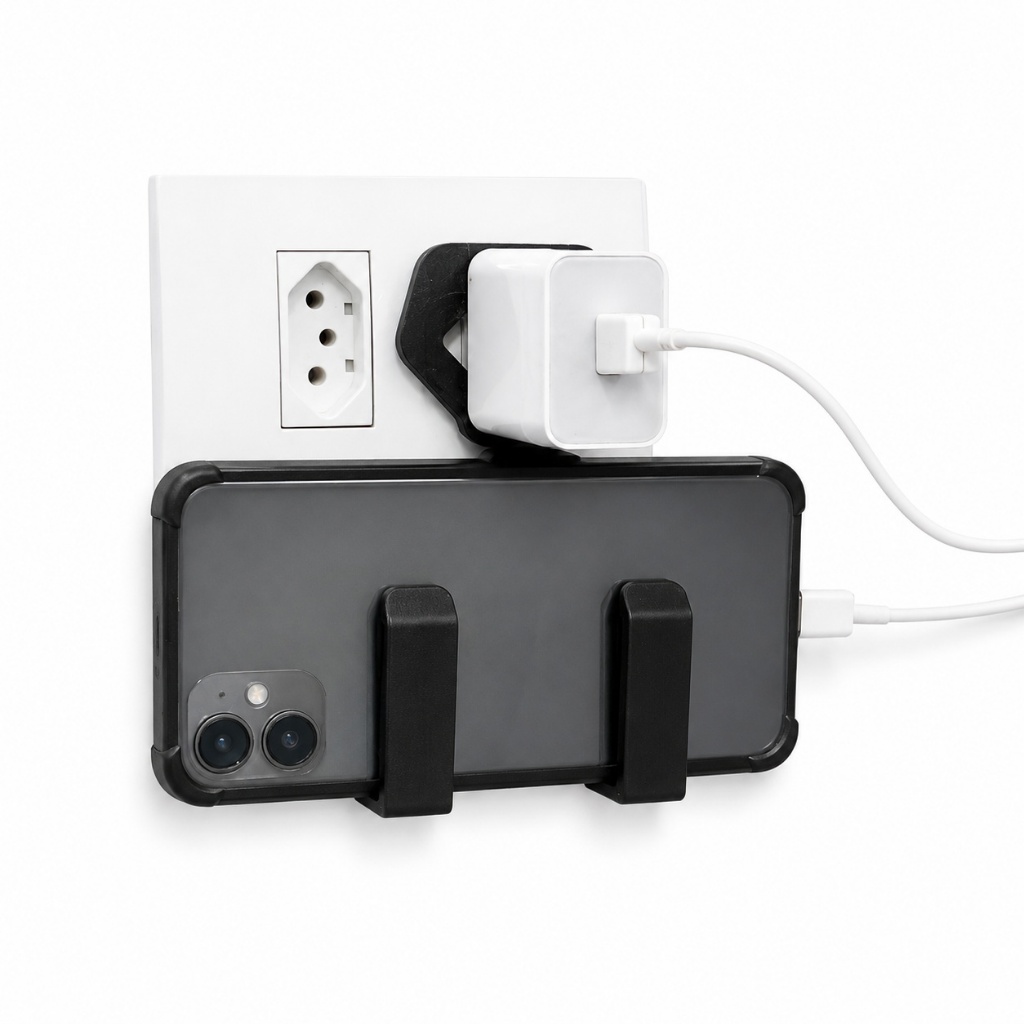 Suporte Celular Tomada Vertical e Horizontal Acessório Carregador Impressão 3D Universal