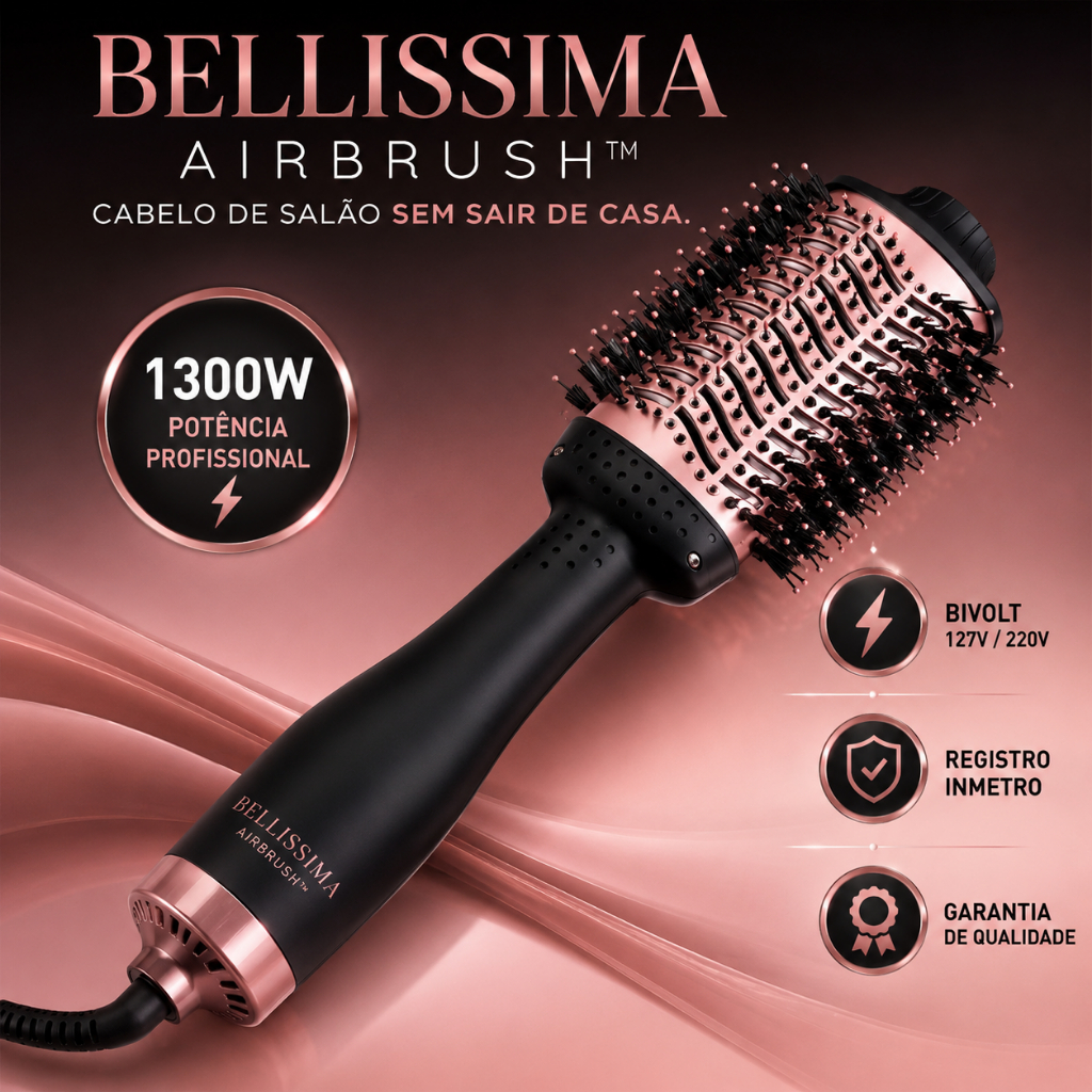 Escova Secadora 3 em 1 1300W Bivolt Seca Alisa Modela