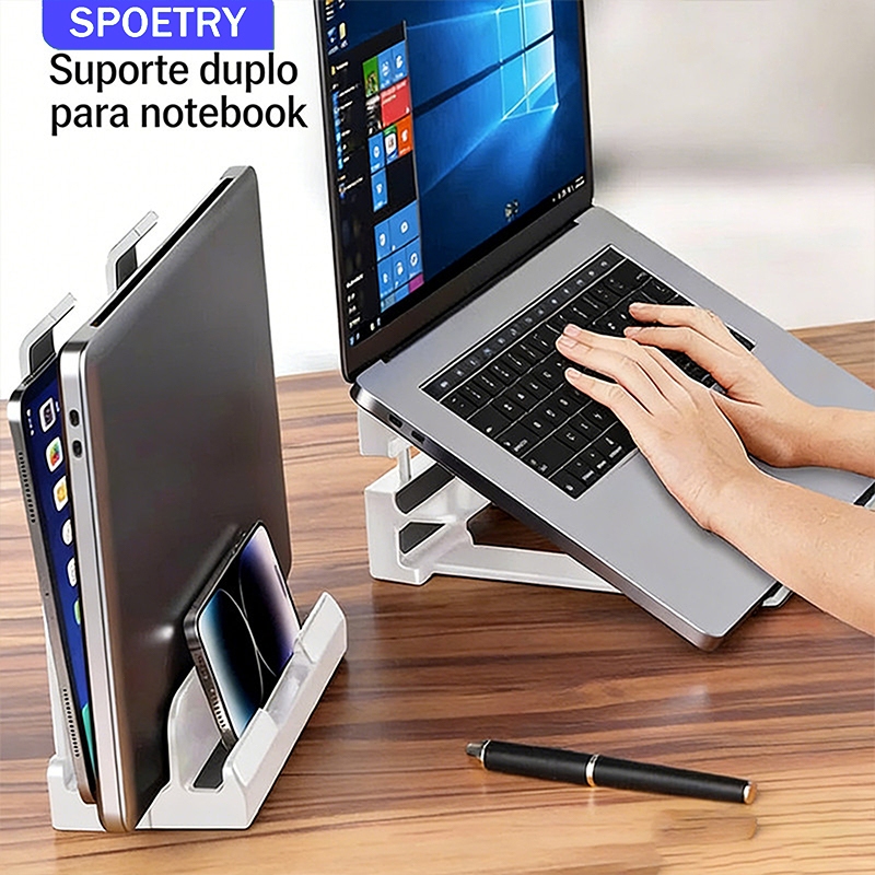 Suporte Vertical para Notebook e Tablet Compatível com MacBook iPad MacMini Organizador Portátil de Mesa
