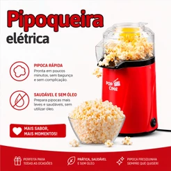 Maquina de Pipoca Pipoqueira Elétrica 1200w Pop Cine Pipoqueira 127v Pipoqueira Sem Óleo Agrat