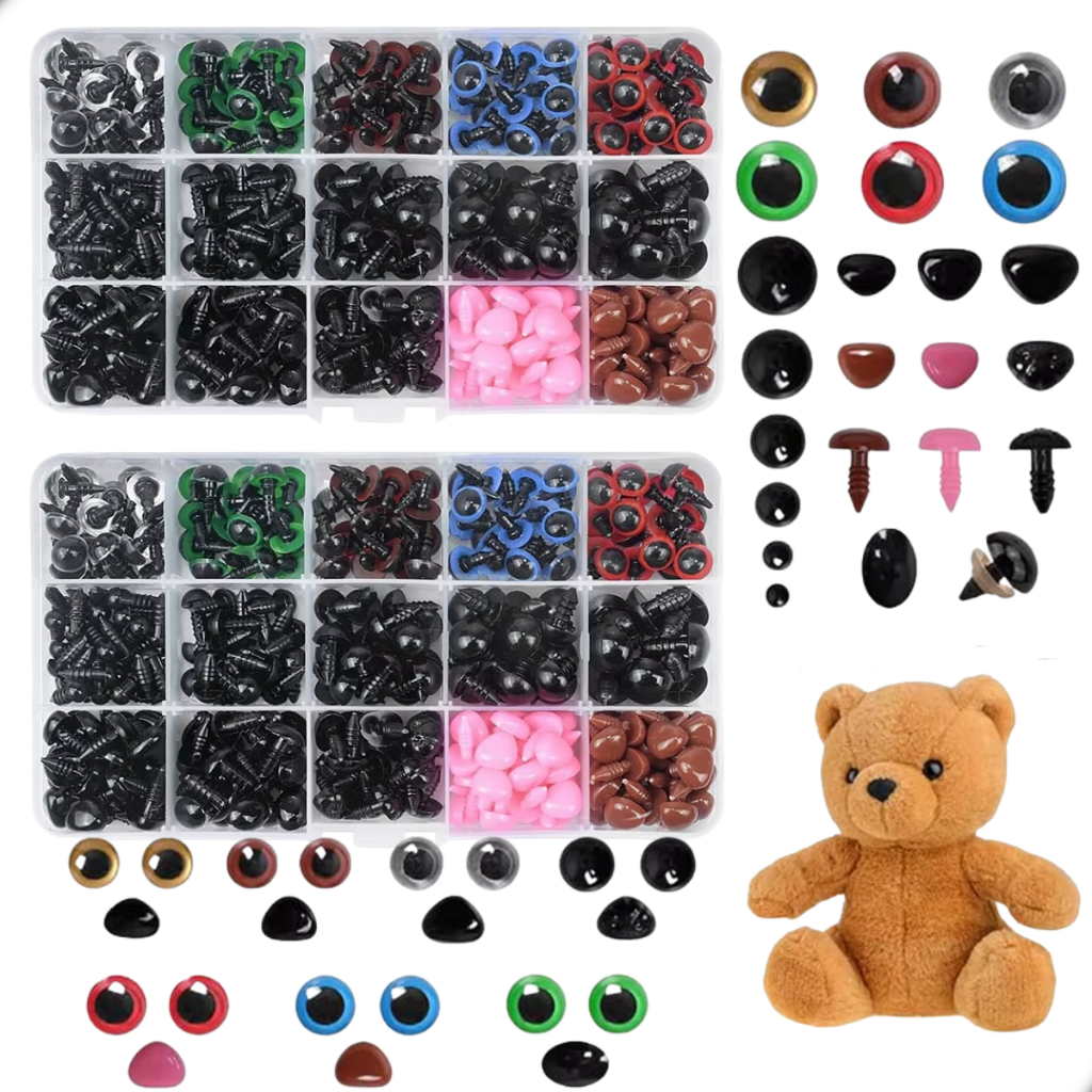 Kit 1120 Peças Olhos E Focinhos P/ Amigurumi C/ Travas + Case