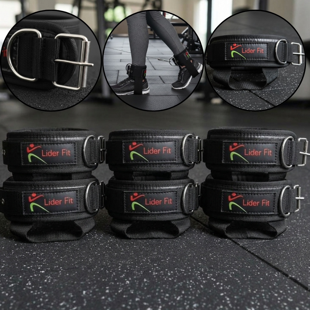 Tornozeleira Polia Para Estação Crossover - Kit  3 Pares Musculação Academia Fitness