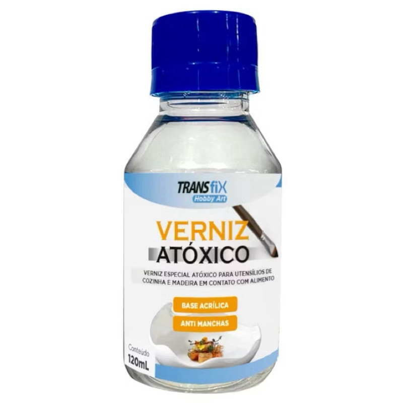 Verniz Atoxico Para Taboas e Petisqueira Para Contato Direto Com Alimentos 100ml - Transfix Hobby Art