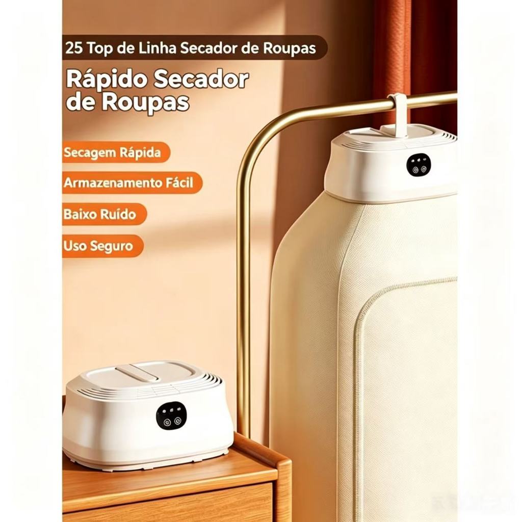 Imagem Secador Roupas Portátil Eletrico Secador Suspenso Cortina