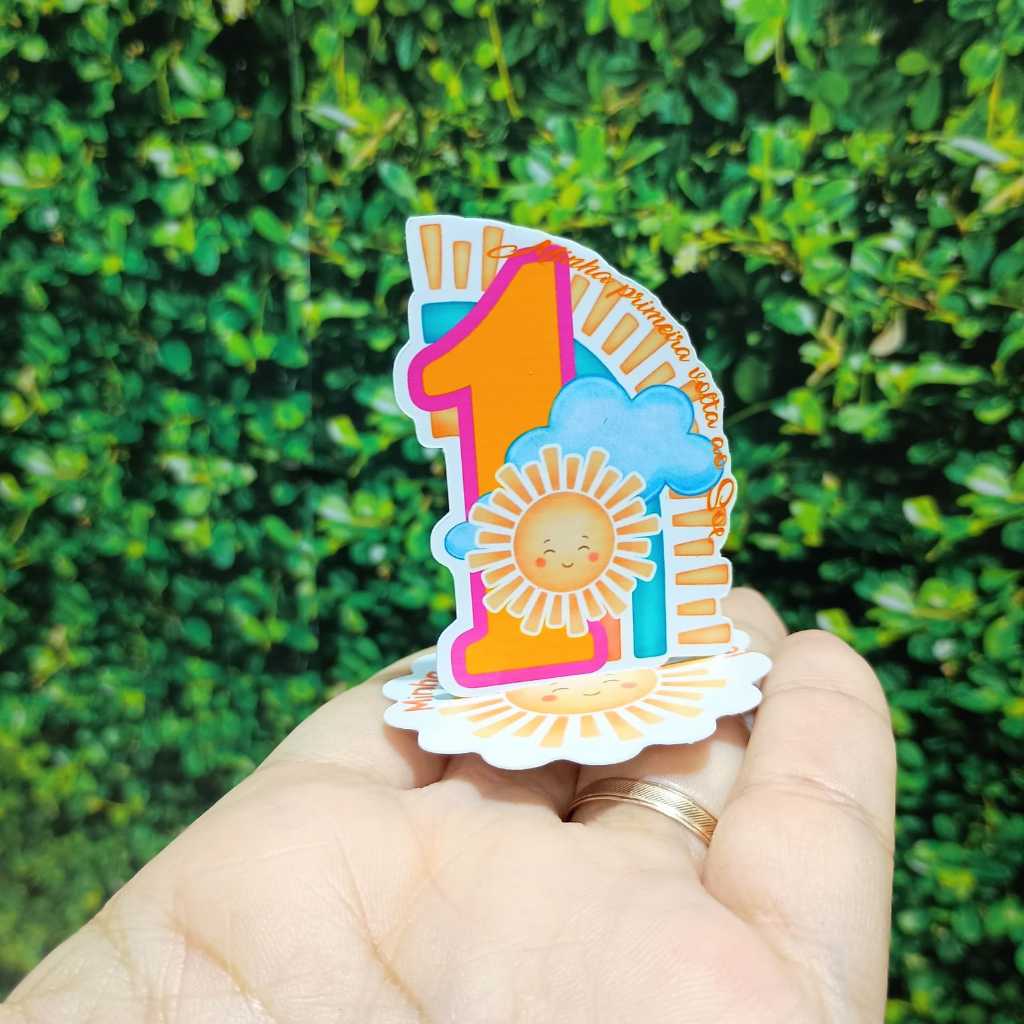 Aplique Personalizado Primeira volta ao Sol Para Caixinha Acrilica 5x5 ou Latinha Lembrancinha festa