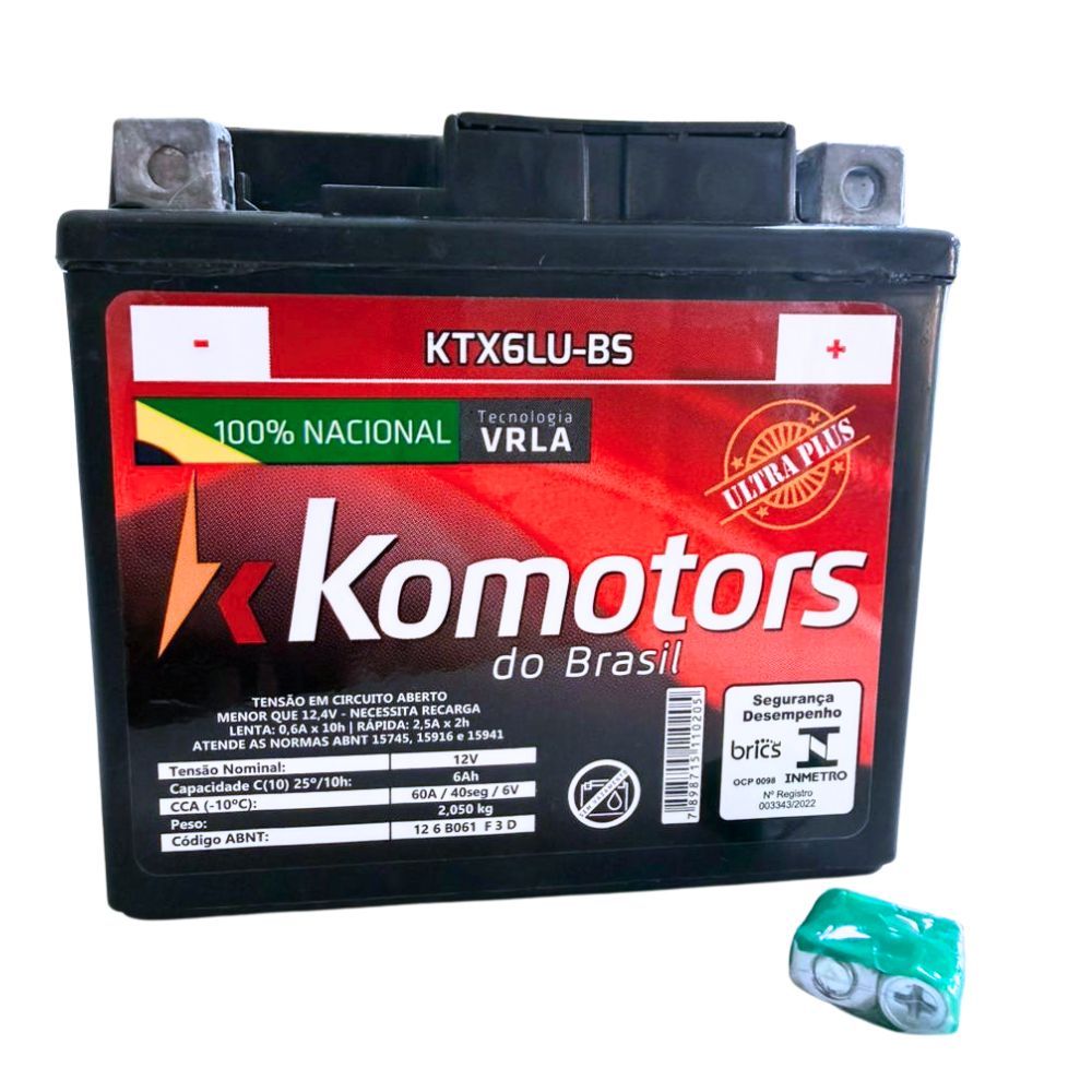 Bateria Komotors Ktx6lu-bs CG 150 160 Com Partida Xre 300 Pcx Bros Crf