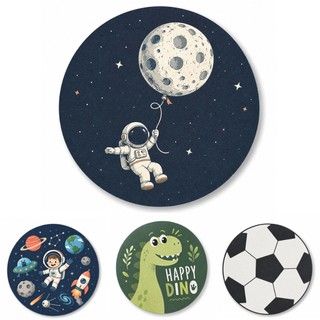 Tapete Redondo Infantil Menino Bola Futebol Astronauta Basquete Dinossauro Decorativo Antiderrapante