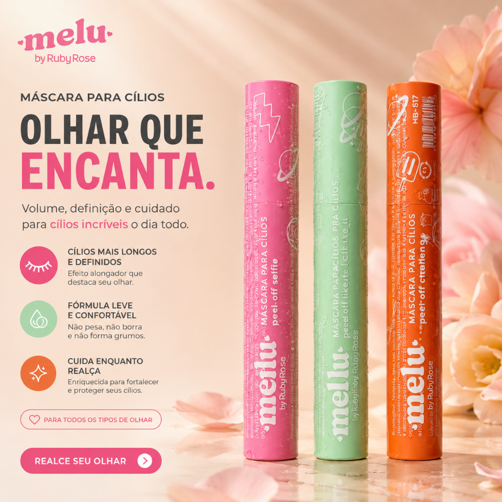 Mascara De Cilios Melu Ruby Rose Rimel Peel Off Alta Fixação RR-5151 Selfie- Like it -Challenge