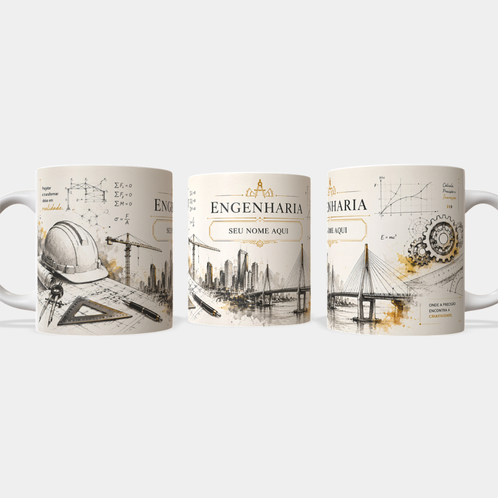 Caneca Engenharia Personalizada com Nome 325ml Presente Engenheiro Engenharia Civil