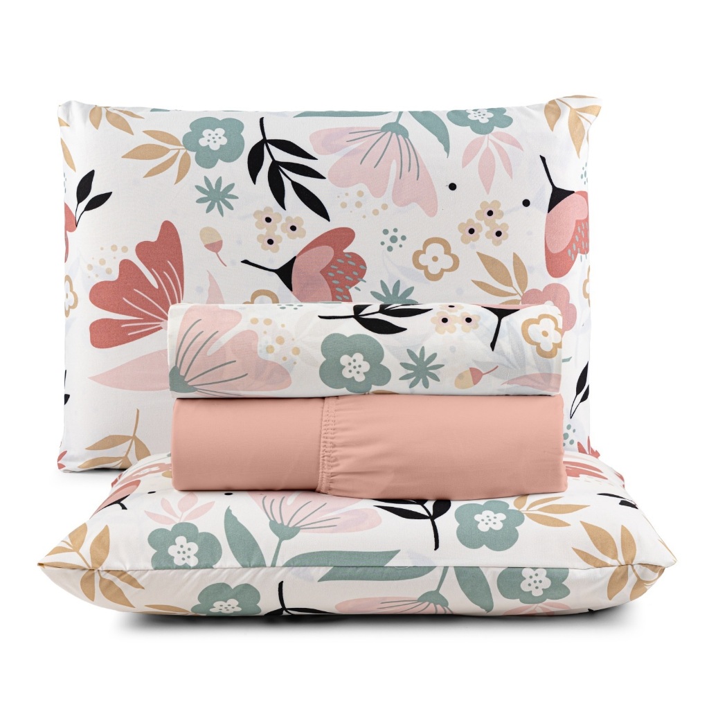 Jogo De Cama Casal Queen Size 4 peças - 200 Fios Micropercal Macio