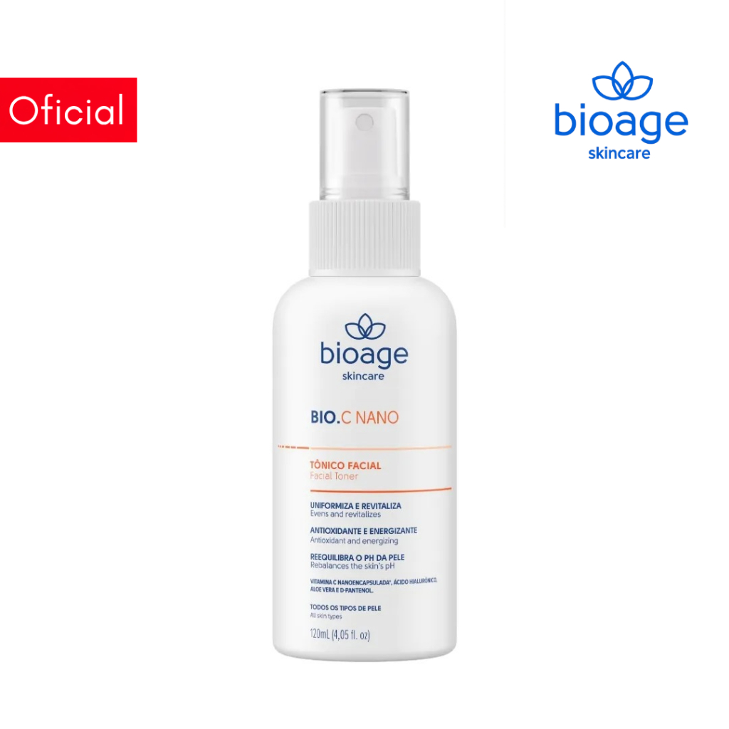 Tônico Facial com Vitamina C Uniformiza e Revitaliza - Bio.C Nano Tônico Facial Bioage 120ml