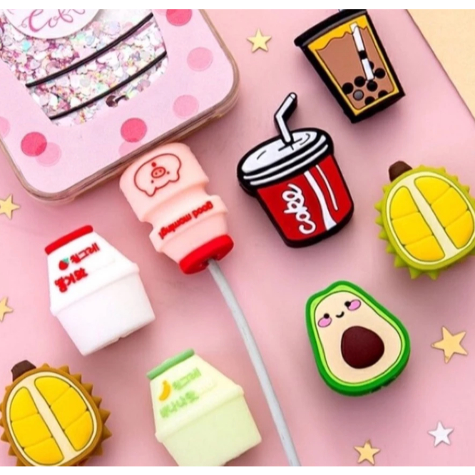 Protetor De Cabo Kawaii Fofo Para Carregador USB Anti Quebra Acessório Celular Cute