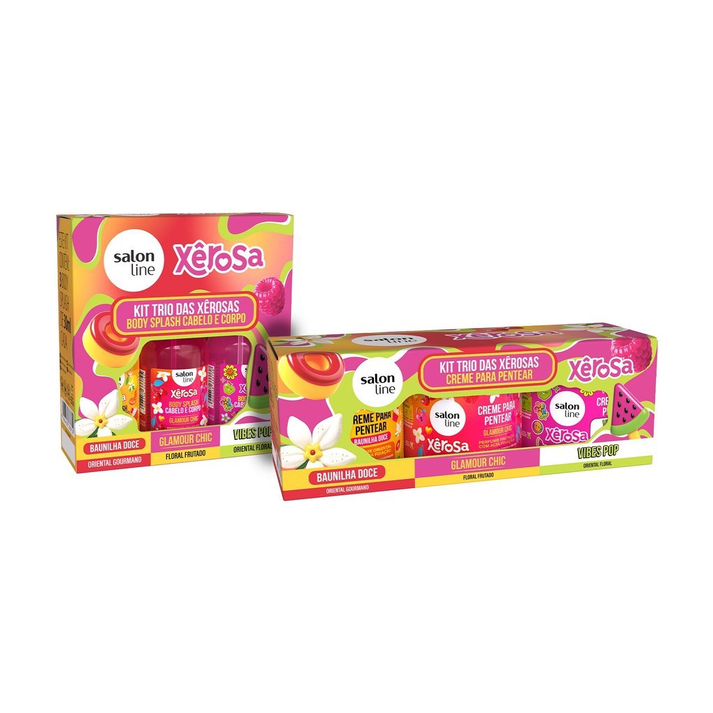 Duplinha de Kits Xêrosa Body Splash e Creme para Pentear