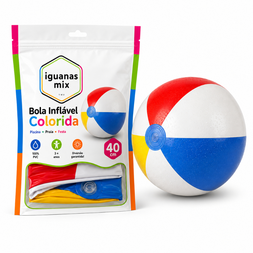 Bola Inflável Colorida 40cm Praia Piscina Festa Brinquedo Verão