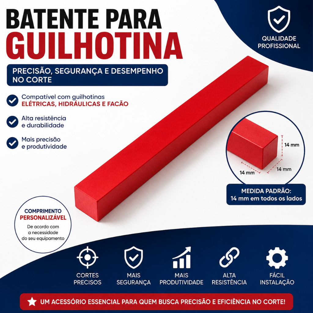 Batente Quadrado para Guilhotina Elétrica, Hidráulica e Facão /DIVERSOS TAMANHOS.