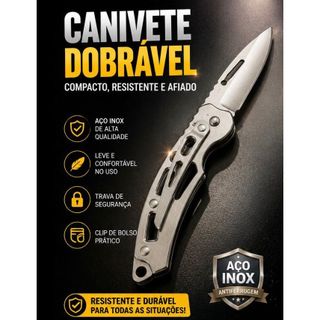 Canivete Dobrável Aço Inox Resistente para Atividades Chaveiro EDC Camping Pesca Trilha e Emergências-BW7275
