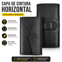 Capa Porta Celular Cinta Couro Sintético 6.7 Polegadas Clip Cintura Suporte