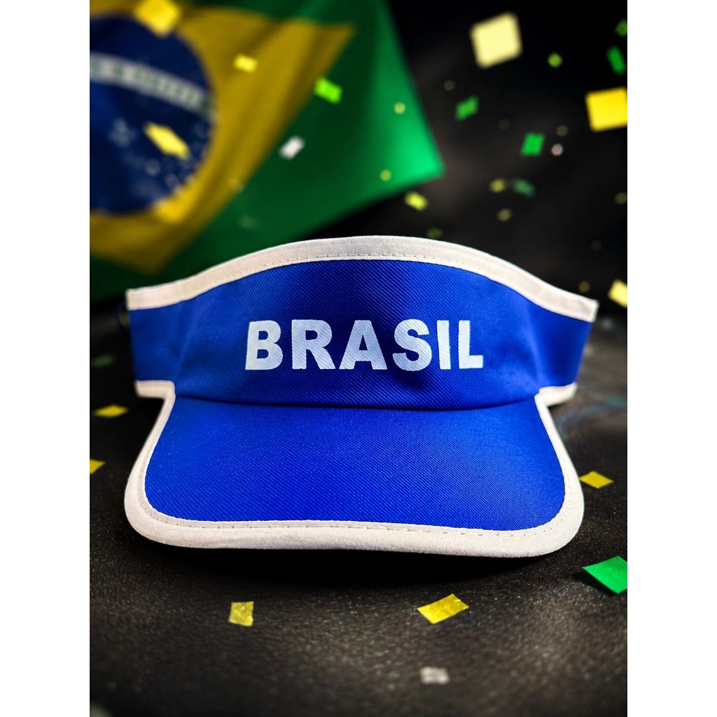 Viseira Brasil Azul Torcedor Copa Seleção Brasileira Festa Carnaval Evento Esportivo 🇧🇷💙🏆🎉