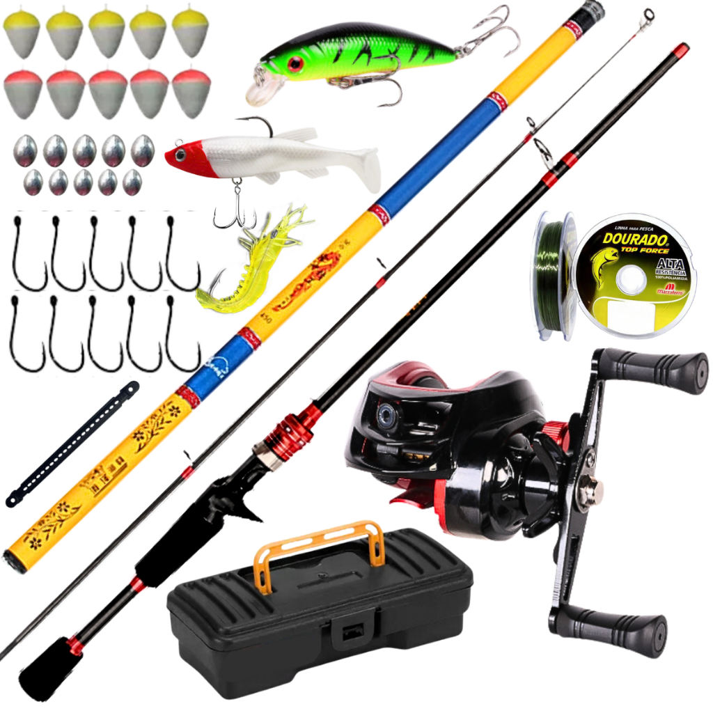 Carretilha De Pesca Com Vara Telescopica Mão Isca artificial anzol linha monofilamento Tilapia Kit