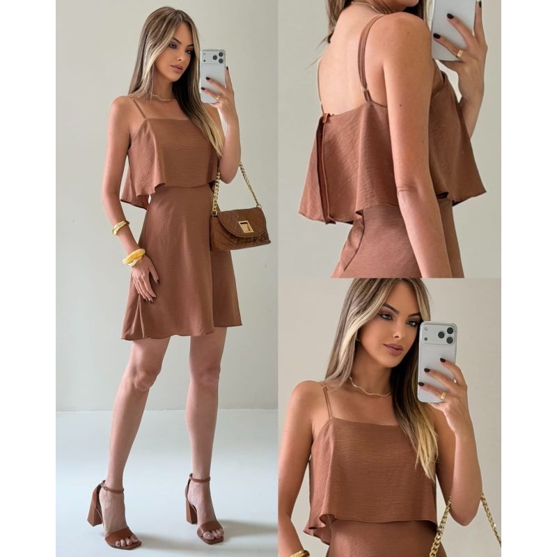 Vestido Curto Feminino Alcinha Babado Soltinho Casual Verão Moda Blogueira