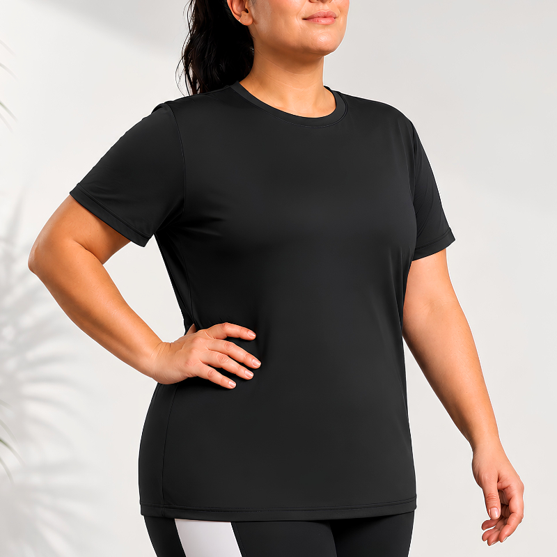 Camiseta Feminina Poliamida Plus Size Toque Gelado Premium Academia Fitness Casu
