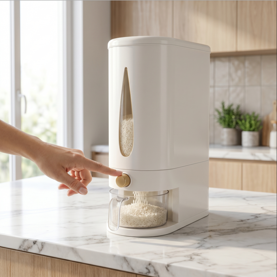 Novo recipiente para arroz com botão de pressão (5L/10L)