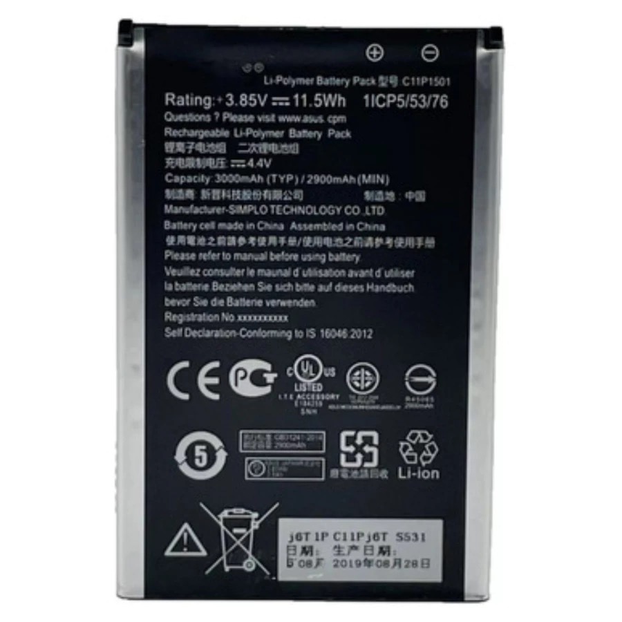 Bateria C11p1501 Compatível Asus Zenfone Selfie ZD551KL 2 LASER ZE551KL 6 Laser ZE601KL Z011D ZE601K Z00TD ZE551KL Origi