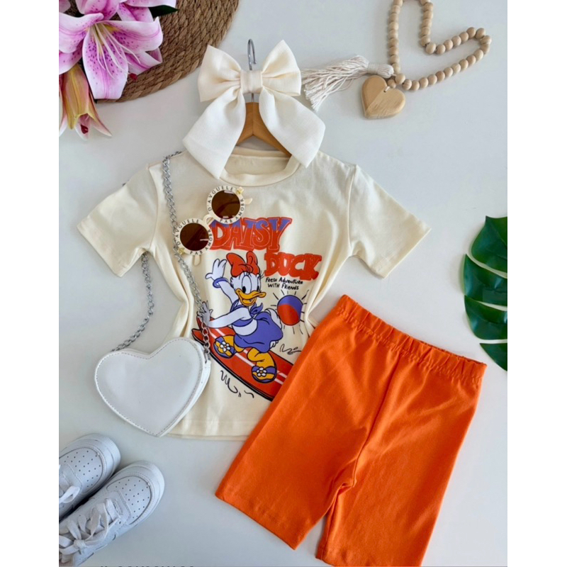 conjunto infantil T-shirt e bermuda cotton minei tamanhos 4/6/8/10