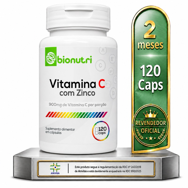 Vitamina C Com Zinco 900mg 120 Caps Bionutri