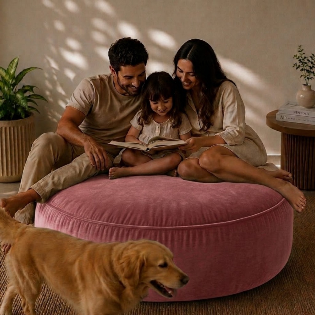 Puff Almofadão Casal Toque Confortável e Aconchegante 140x40 Diâmetro Varanda Sala Decoração / Sem Enchimento