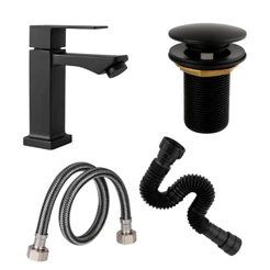Kit Torneira de Banheiro Válvula Click 1.1/4 Polegadas, Engate 40 cm e Sifão Flexível