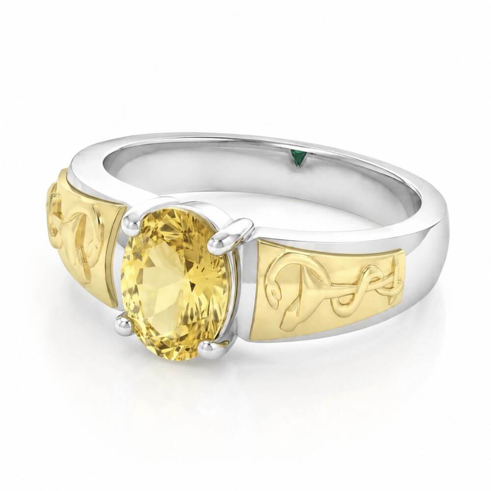 Anel Formatura Farmácia Feminino Prata 950 Ouro 18k Pedra Oval