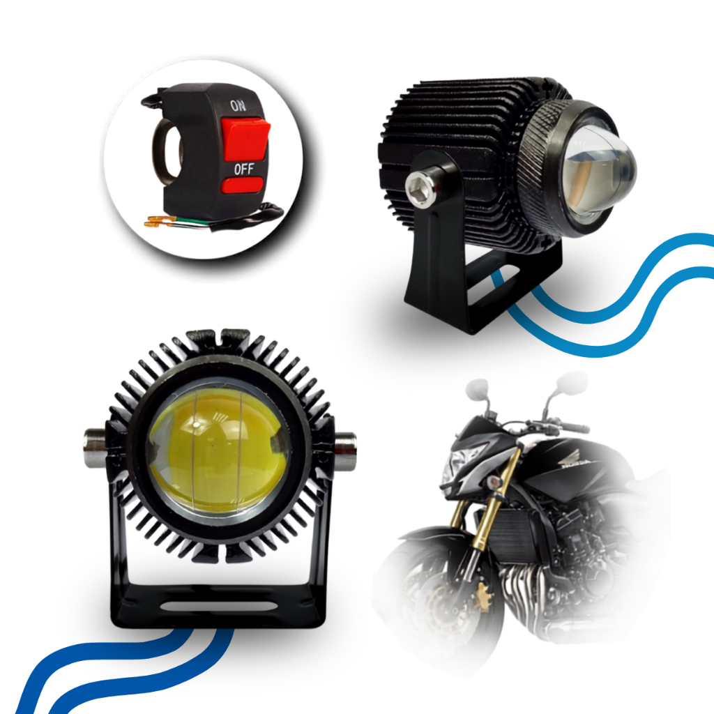 Kit Farol Milha Led com Lentes Convexas F009 Honda CB 600F Hornet 2005 2006 2007 2008 2009 até 2013