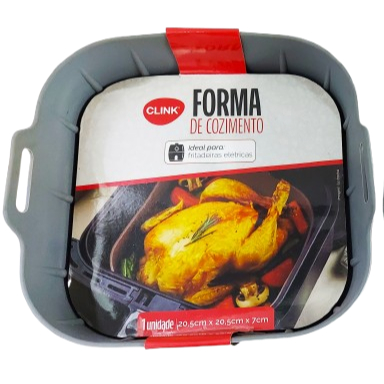 Forma de Cozimento Quadrada para fritadeira elétrica,  Airfryer, silicone,  20,5 cm x 20,5 cm x 7 cm