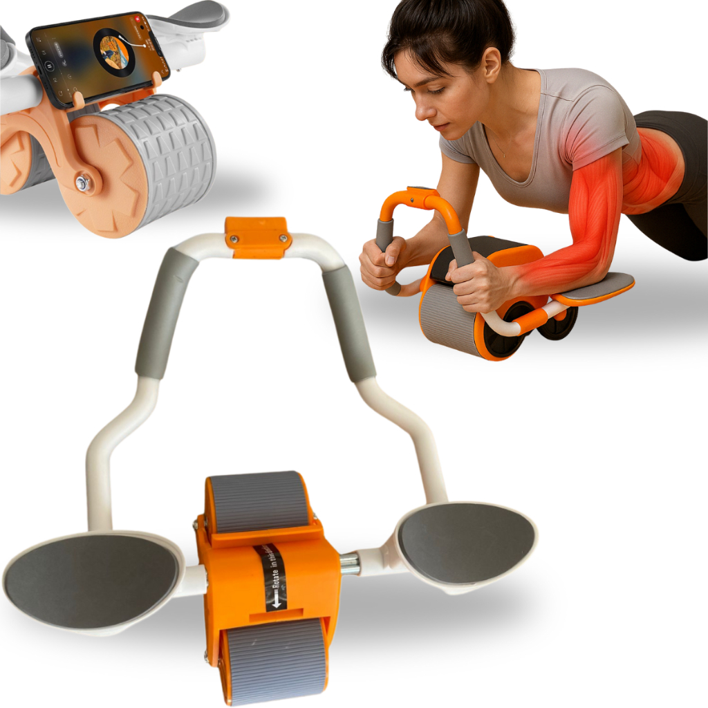 Roda Abdominal Unissex XK-JFL - Salto Automático, Frenagem Inteligente, Cotoveleira TPR - Laranja