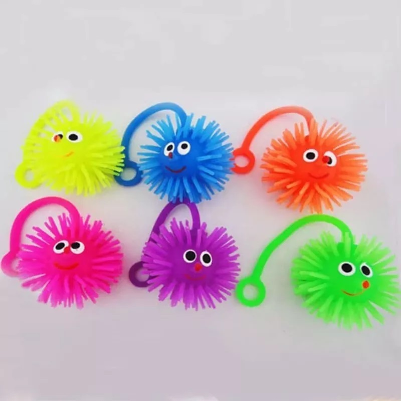 Bola Maluca iôiô Colorida Brinquedo Infantil Bolinha Porco Espinho que Pisca de Silicone