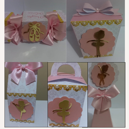 Kit Caixinhas Personalizadas Luxo Tema Bailarina Festa Infantil Lembrancinha Aniversário PEGUE E MONTE