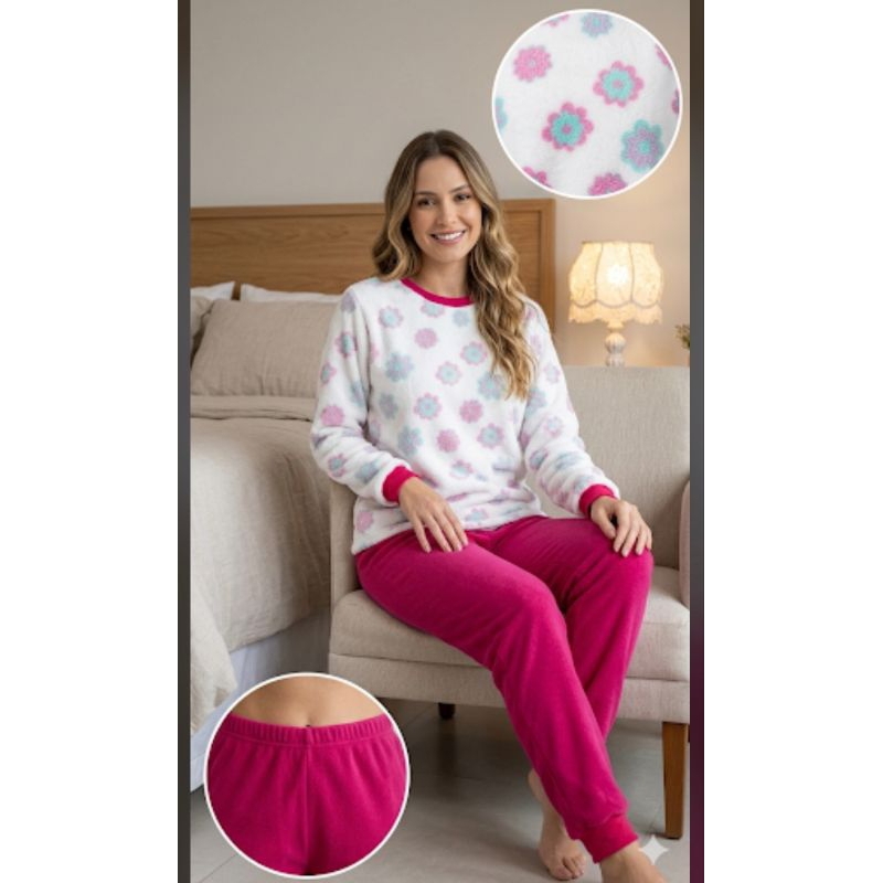 Pijama quentinho adulto flecce.