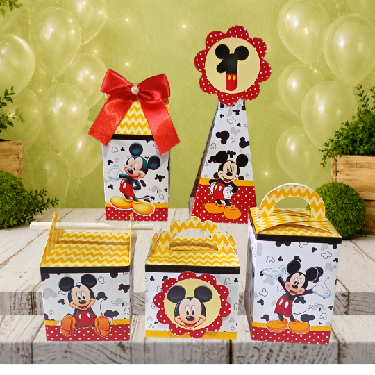 Kit de Caixinhas Personalizadas Mickey / Aniversário / Lembrancinha de Festa Infantil / Desmontadas