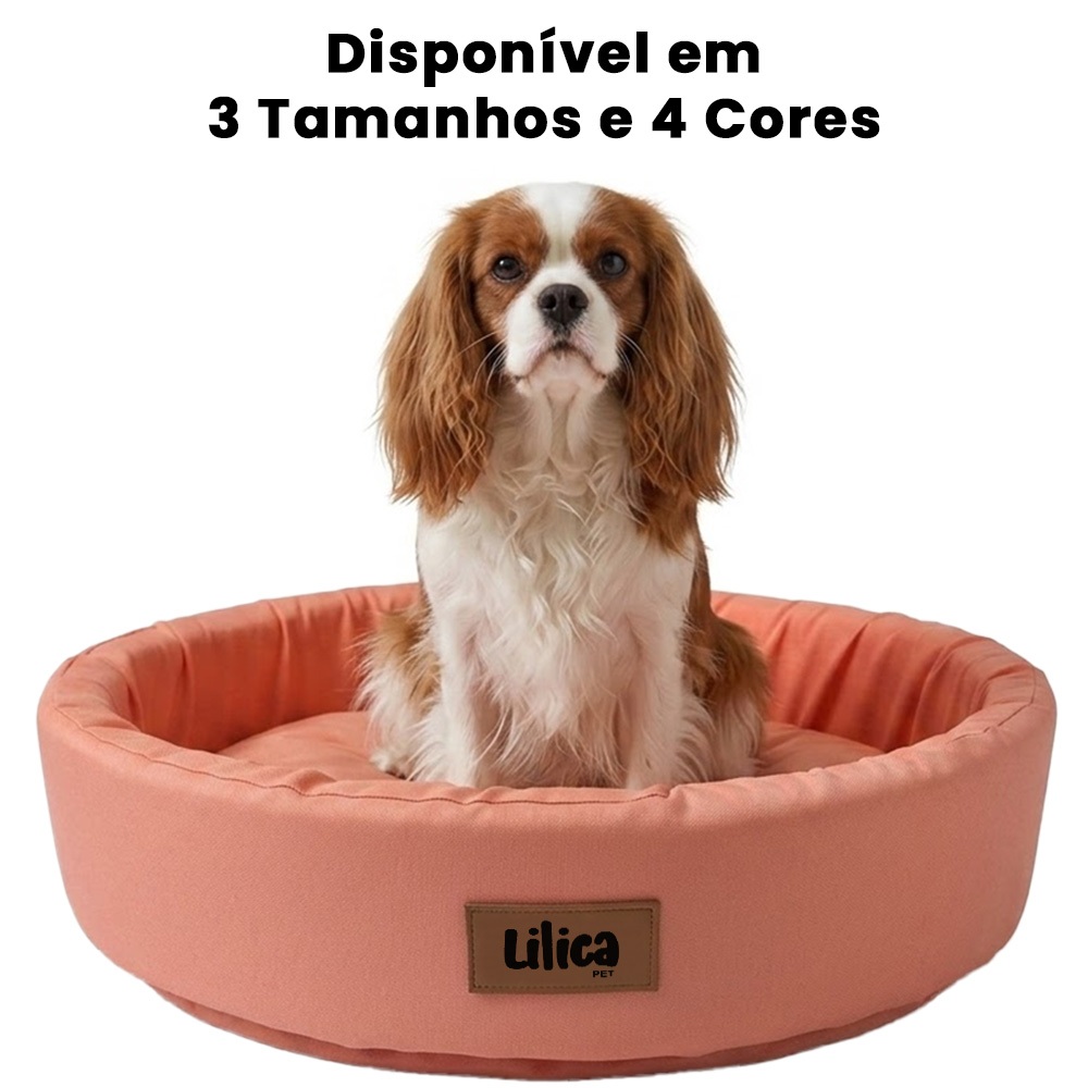 Cama caminha pet redonda confortável 3 tamanhos cachorro e gato lisa