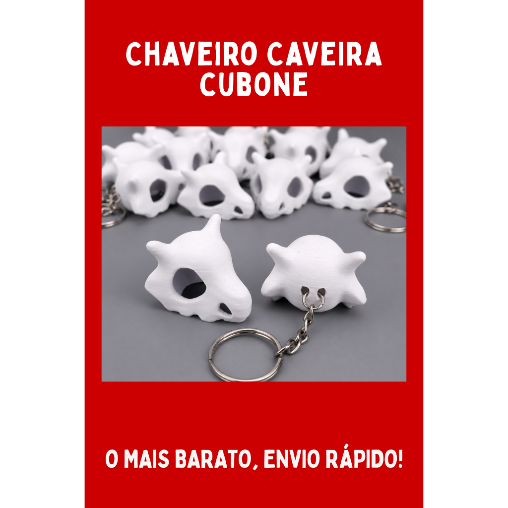 [O MAIS VENDIDO+ENVIO RÁPIDO!] Chaveiro Caveira Cubone - 3D