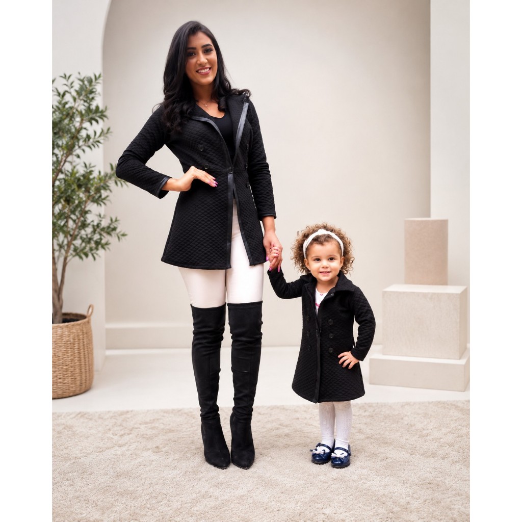 Sobretudo Tal Mãe Tal Filha preto ( pronta entrega ) ( promoção ) 2 peças