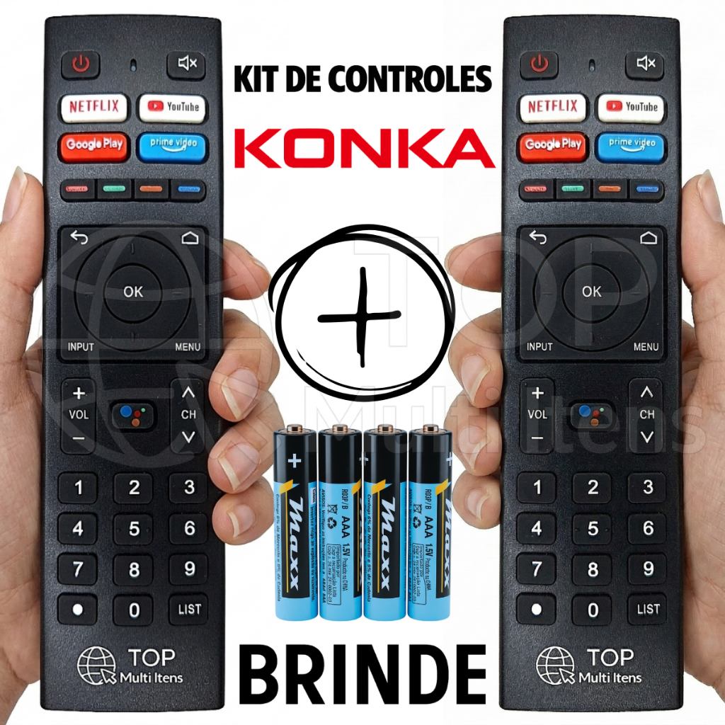 Controle Remoto Tv Konka Smart 4k KDG 32/43/50 UDG 50/60 Polegadas Compatível 7230 9344 + Pilhas